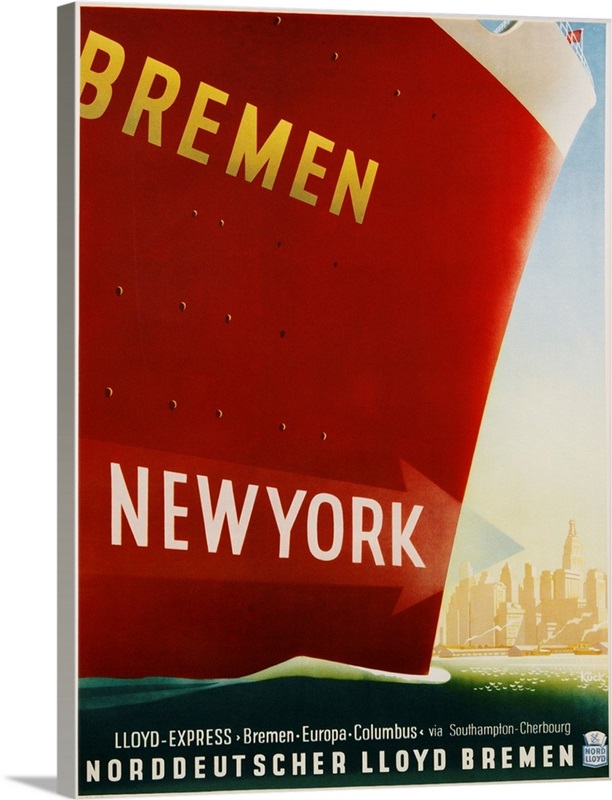 Bremen New York Travel Poster By Kuck Great Big Canvas