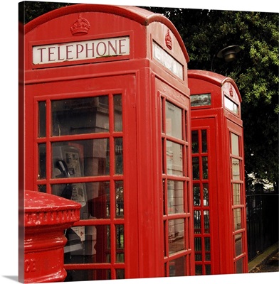 British red telephone boxes and post box