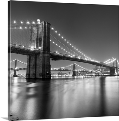 Brooklyn Bridge and Manhattan Bridge at Night.