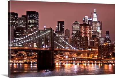 Brooklyn Bridge And Manhattan Skyline, New York City