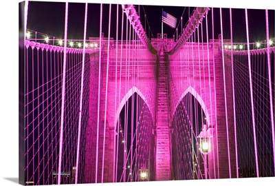 Brooklyn Bridge Lit Purple