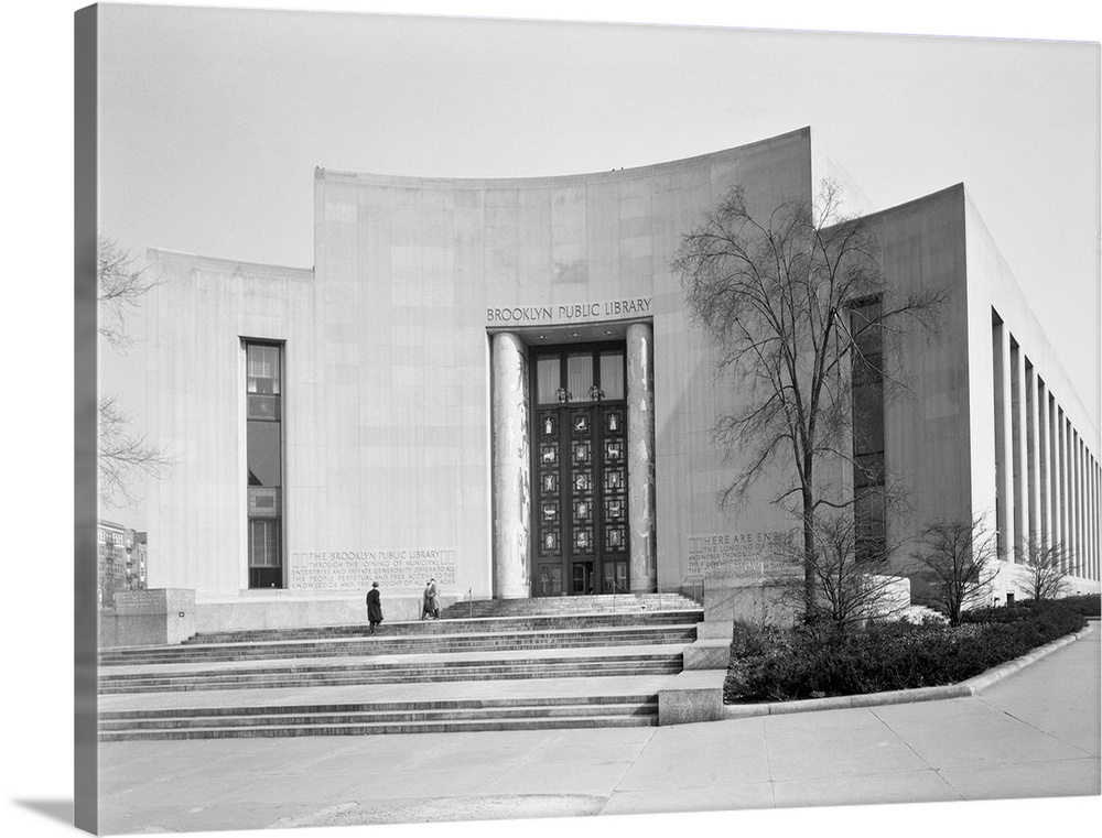 The new public library located at Grand Army Plaza (Eastern Parkway and Flatbush Avenue), has a dramatic entrance highligh...