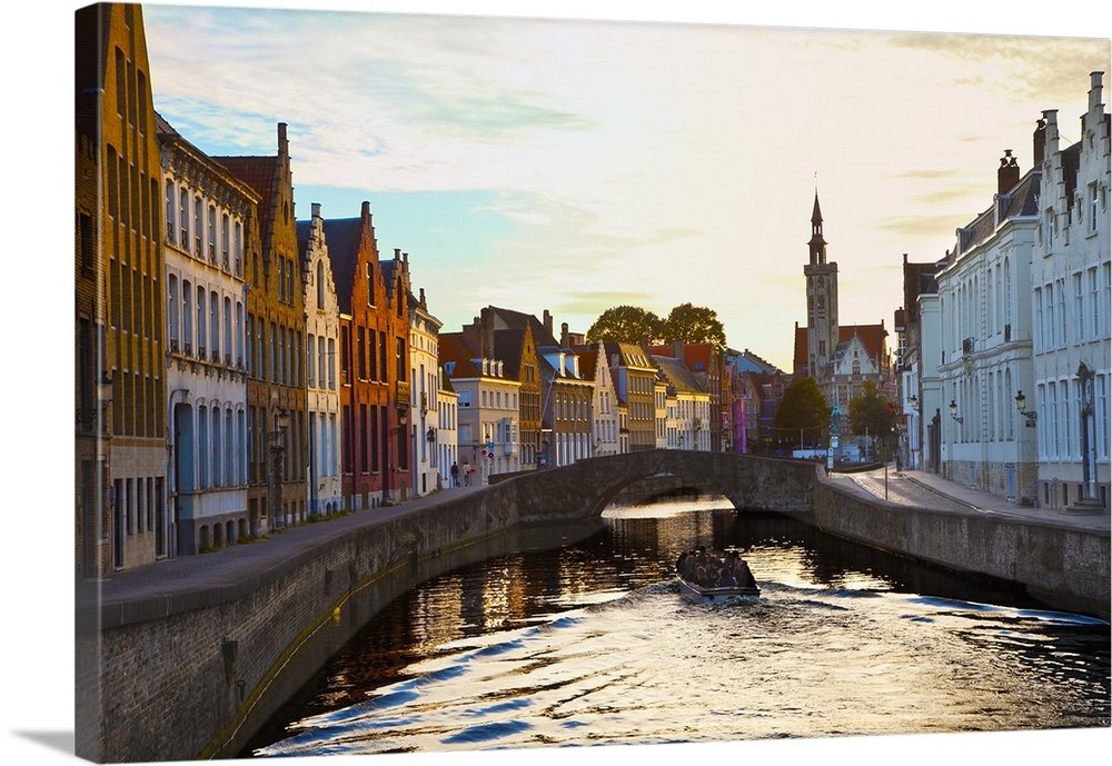 Canals in the city.  Bruges, Brugge, Flanders,Belgium, UNESCO World Heritage Site.