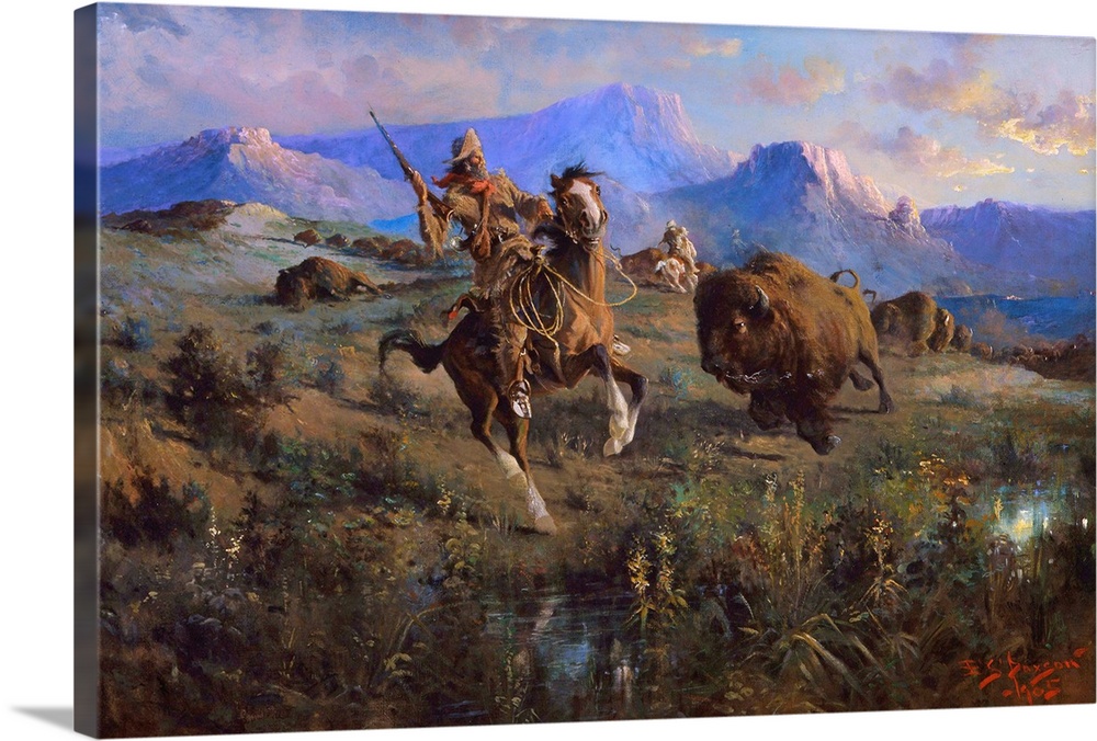 Edgar Samuel Paxson (American, 1852-1919), Buffalo Hunt, 1905, oil on canvas, Buffalo Bill Historical Center, Cody, Wyoming.