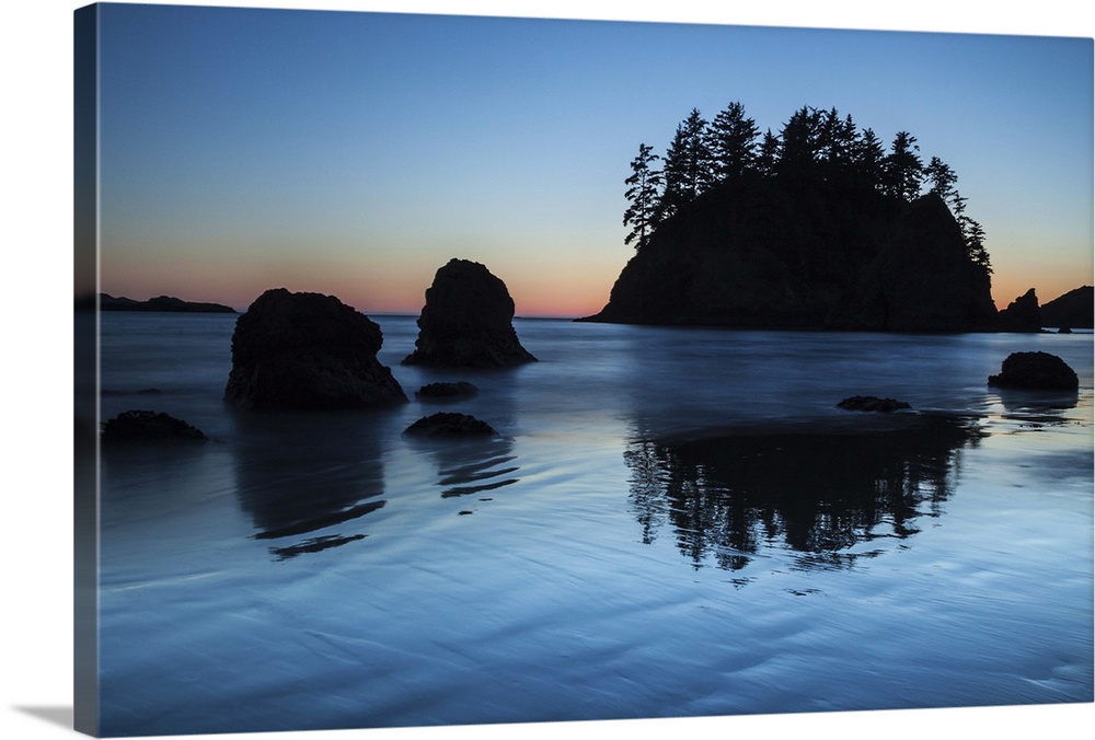 Sunset on the Pacific coast at Trinidad, California, U.S.A.  Long-exposure.