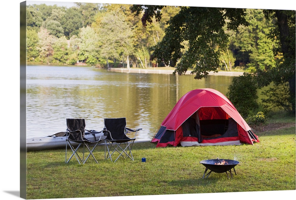 Campsite by lake