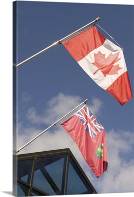 Canadian flag and Ontario flag, Muskoka, Ontario, Canada