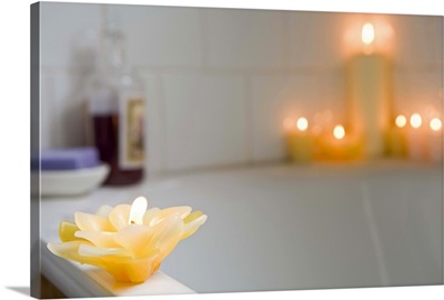 Candles by bathtub