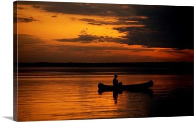 Canoeing at sunset