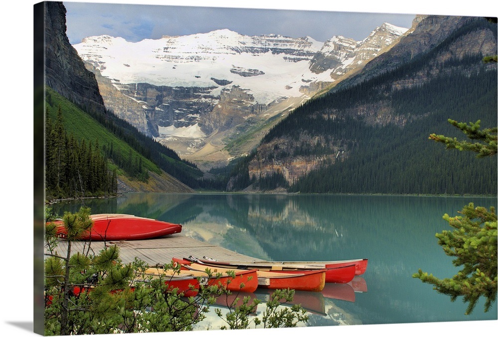 Canoes on lake louise, Canada Wall Art, Canvas Prints, Framed Prints