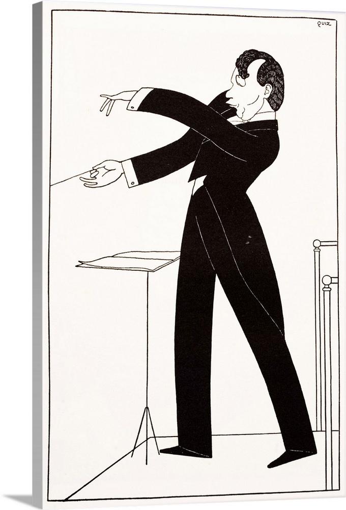 Caricature by Powys Evans (Quiz) before 1926 of Russian conductor Serge Koussevitzky (1874 - 1951). Koussevitzky was the c...
