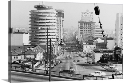 Cars Driving on Hollywood Street near Capital Records