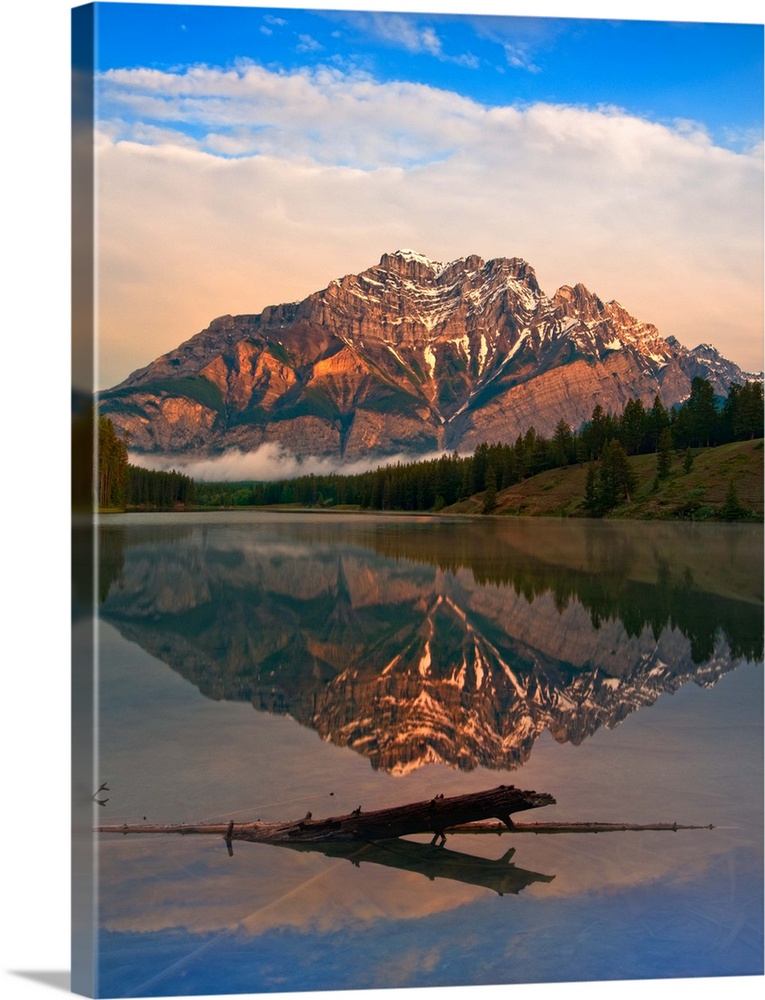 Cascade Mountain, reflected in Johnson Lake, Banff