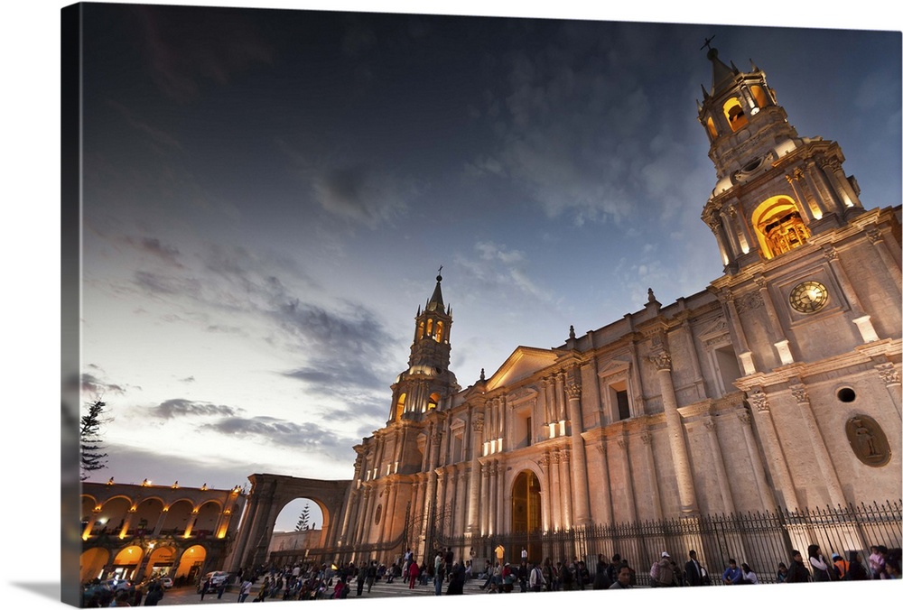 Cathedral of Arequipa, Peru, at dusk