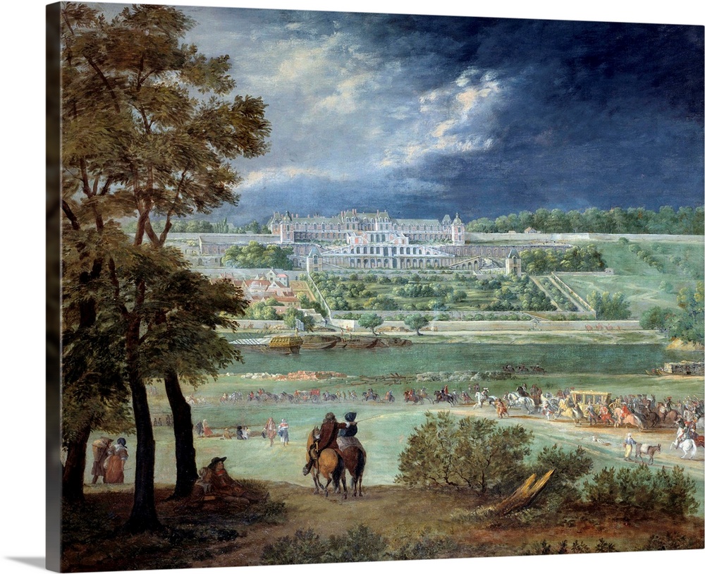 Chateau-Neuf of Saint-Germain (Saint Germain en Laye) and the gardens, while rebuilding of the terraces. Painting by Adam ...