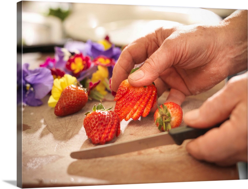 Chef slicing fruit