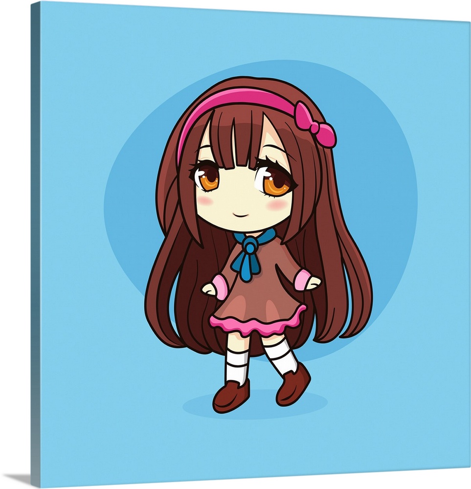Cute and kawaii girl. Happy manga chibi girl in school dress. Originally a vector illustration.