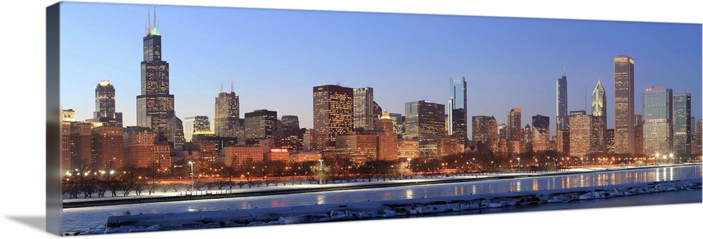 Panorama of Chicago, Illinois across Lake Michigan