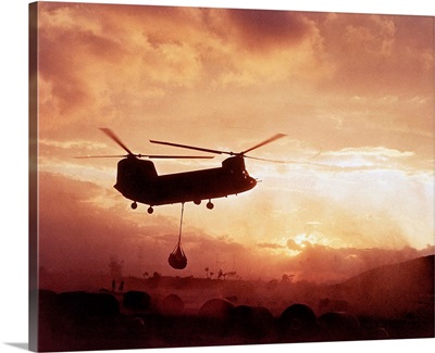 Chinook Helicopter Lifts Ammunition