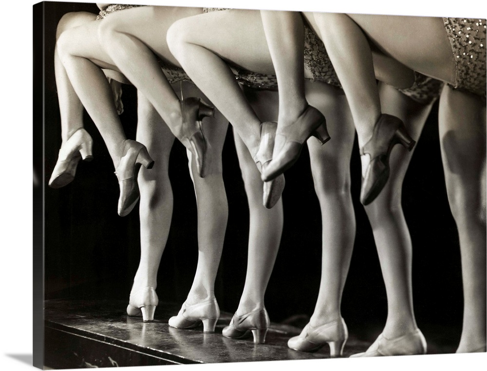 Waist down view of chorus line. Undated photograph.