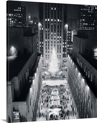 Christmas Tree Lighting Up Rockefeller Plaza