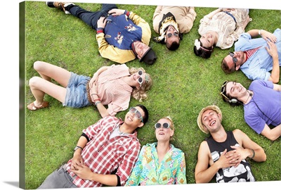 circle of friends, grass, happiness, smiling, summer fun, park, su