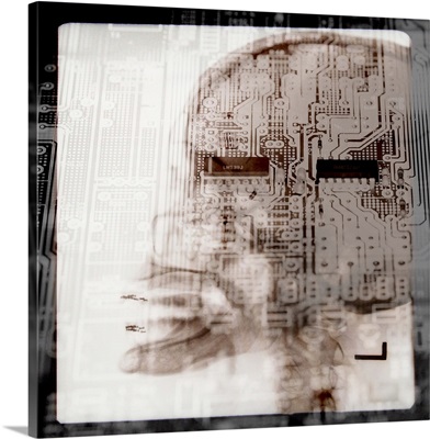 Circuit board over a skull