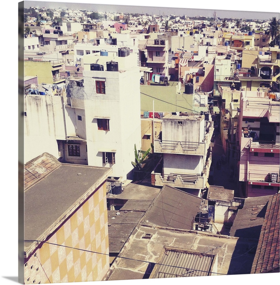 View of very crowded residential area of Bangalore city in India.