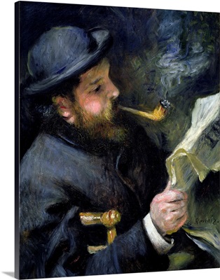 Claude Monet Reading A Newspaper By Pierre-Auguste Renoir