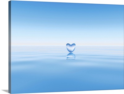 Clear heart shape on water