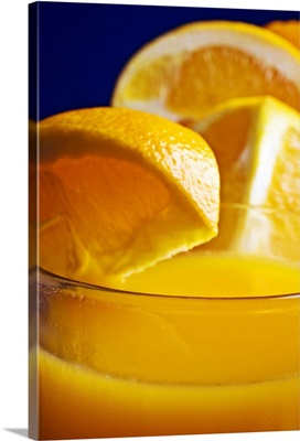 Close-up of a refreshing glass of orange juice.