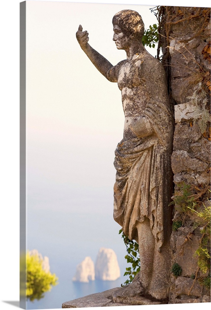 Close-up of a statue of Emperor Augustus, Monte Solaro, Faraglioni Rocks, Capri, Campania, Italy