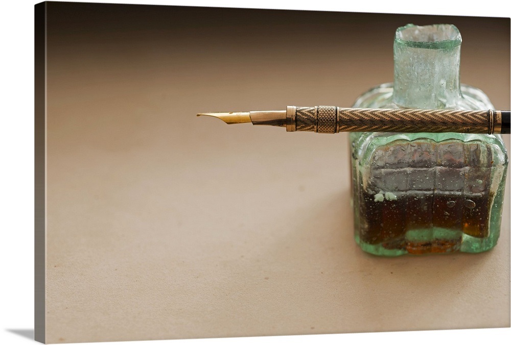 Close up of antique ink well and pen Wall Art, Canvas Prints, Framed Prints, Wall Peels Great