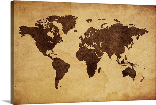 Close Up Of Antique World Map Wall Art Canvas Prints