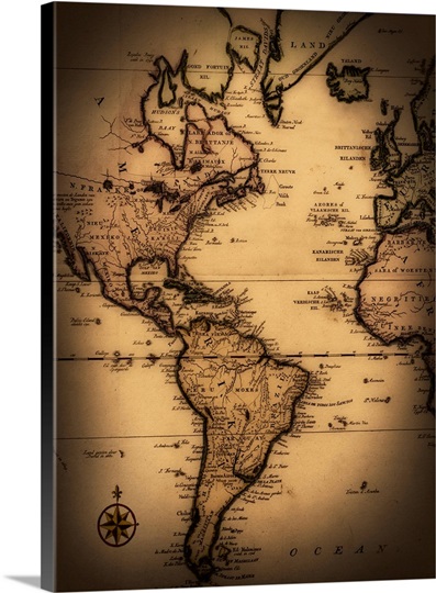 Close Up Of Antique World Map Canvas Print