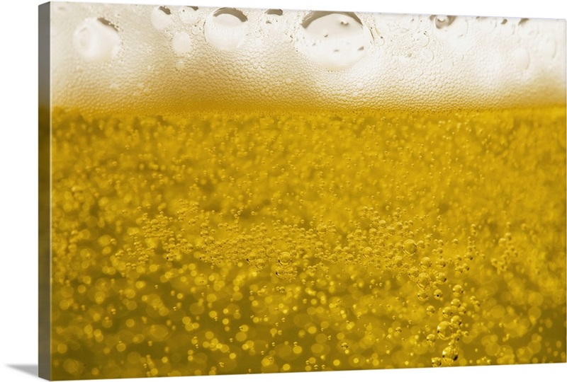 closeup of beer bubbles and foam in a glass Great Big Canvas