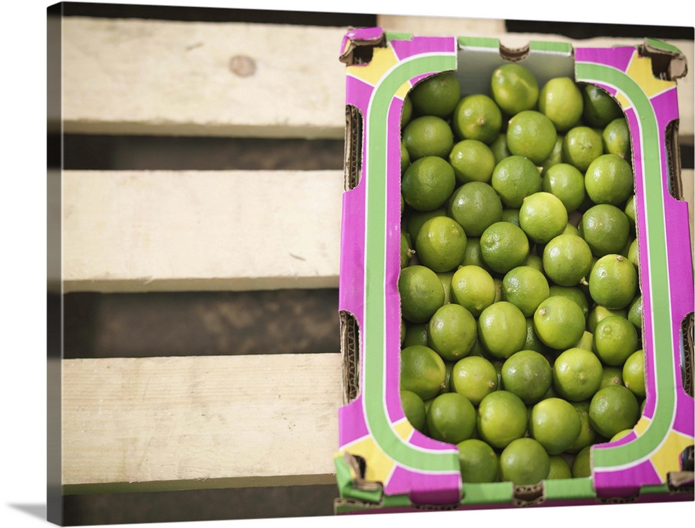 Close up of box of limes