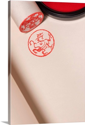 Close-up of Chinese dragon stamp