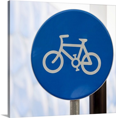 close-up of sign with bicycle symbol