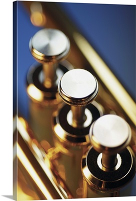 Close-up of trumpet keys