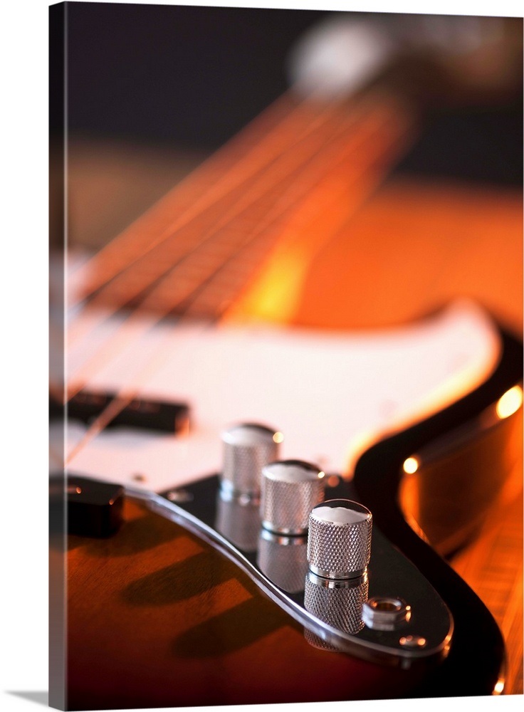 Close up of volume knobs of bass guitar Wall Art, Canvas Prints, Framed