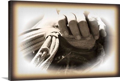 Closeup of cowboys hand