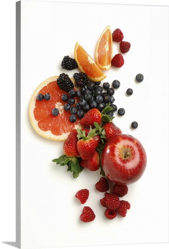 Collection of fruit on white background