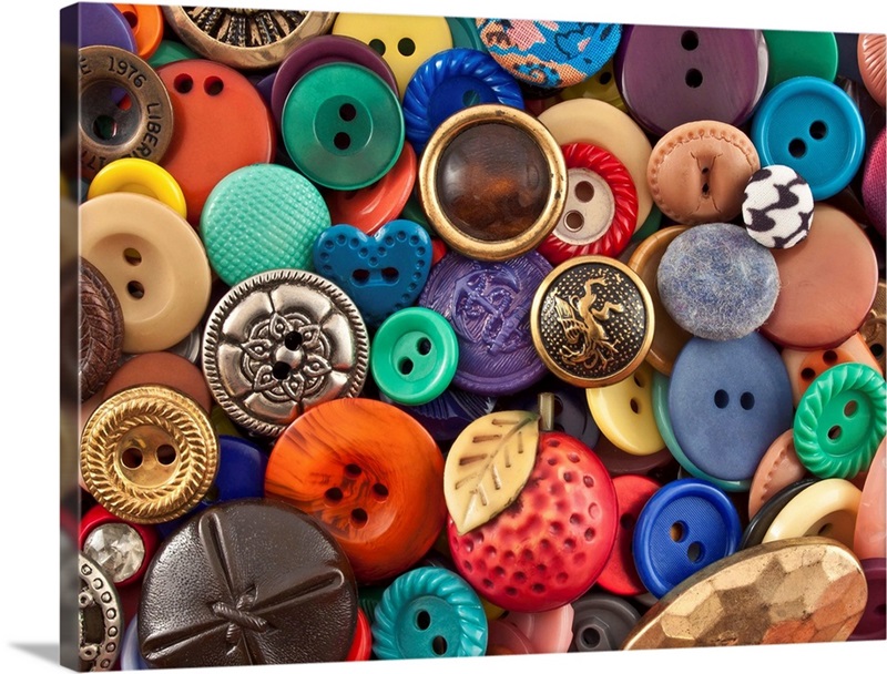Colorful Buttons. | Large Solid-Faced Canvas Wall Art Print | Great Big Canvas