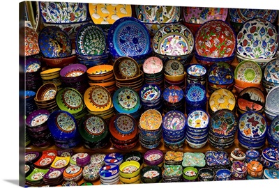 Colorful Dishes For Sale In The Spice Market Old Town Istanbul