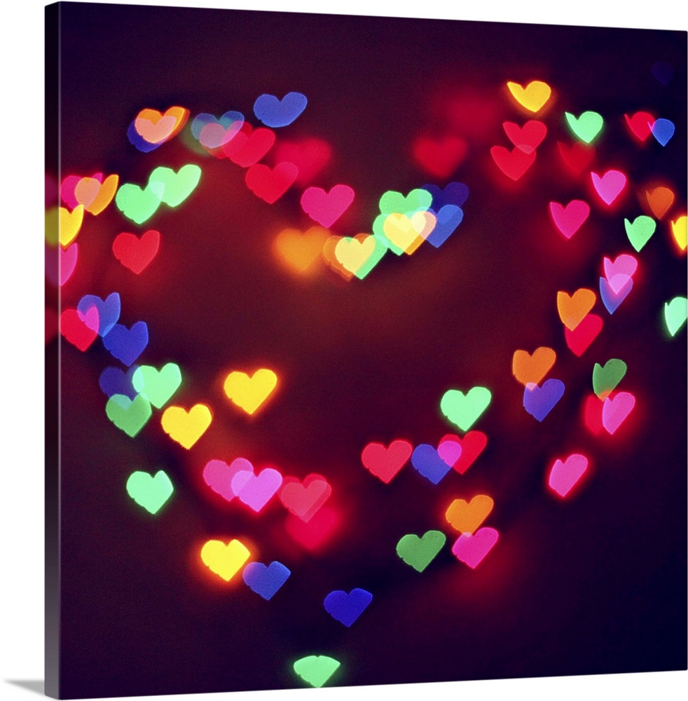 Colorful lights in heart shape .
