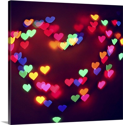 Colorful lights in heart shape