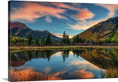 Colorful Panoramic Mountain View At Sunrise