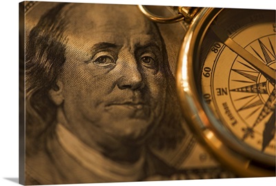 Compass on dollar bill