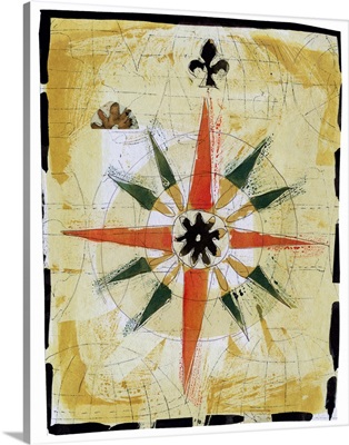 Compass rose on nautical chart